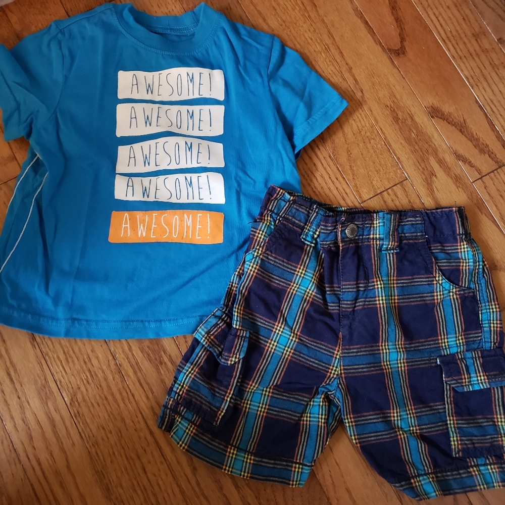 Sz 12-18 Months Baby Boy JCP 2pc "Awesome" summer outfit